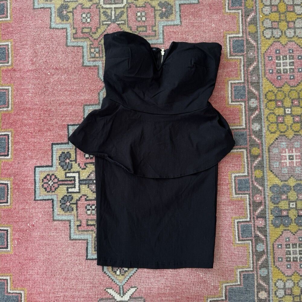 Guess Women’s Y2K Black Peplum Stretch Mini Dress Sz Small NWT